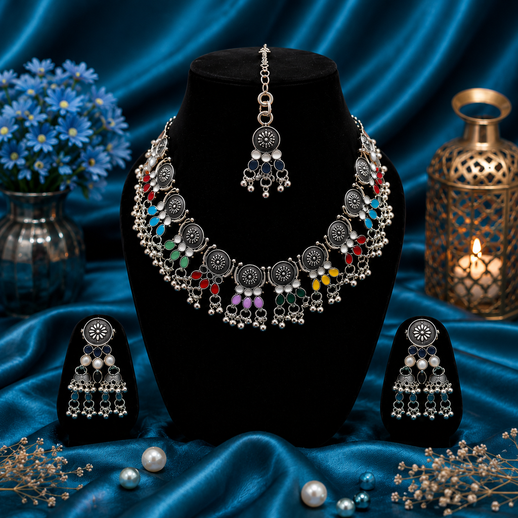 Rangrez Noor Oxidized Necklace Set