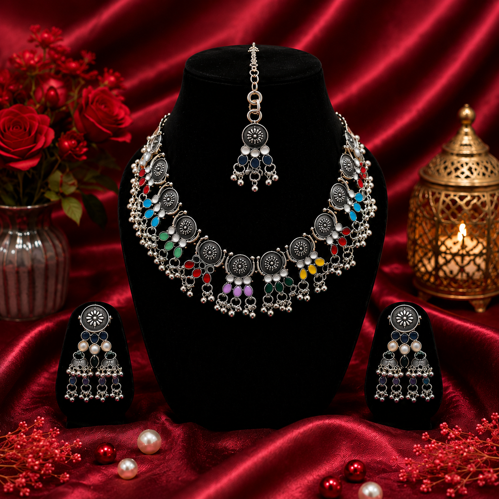 Rangrez Noor Oxidized Necklace Set
