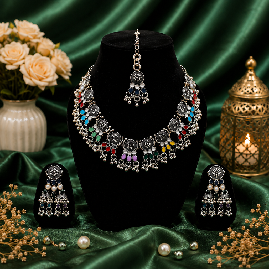 Rangrez Noor Oxidized Necklace Set